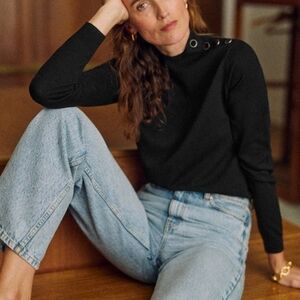 Black Long Sleeve Top with Grommet Detail